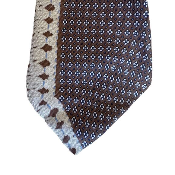 Ted Lapidus 100% Silk Brown Geometric Vintage Art Deco Italian Made Italy RARE - Picture 3 of 5